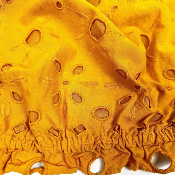 Walter Baker Mirelle Marigold Eyelet Off Shoulder Puff Sleeve Crop Top Large - Picture 7 of 9